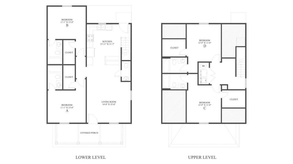 The 4 Cottage B Floor Plan is a 4 bedroom home with over 1752 square feet. campus apartments