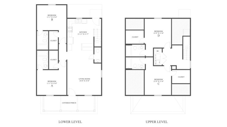 The 4 Cottage B Floor Plan is a 4 bedroom home with over 1752 square feet. campus apartments