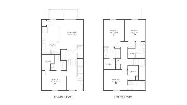 The 4 Townhome Floor Plan is a 4 bedroom home with over 1705 square feet.