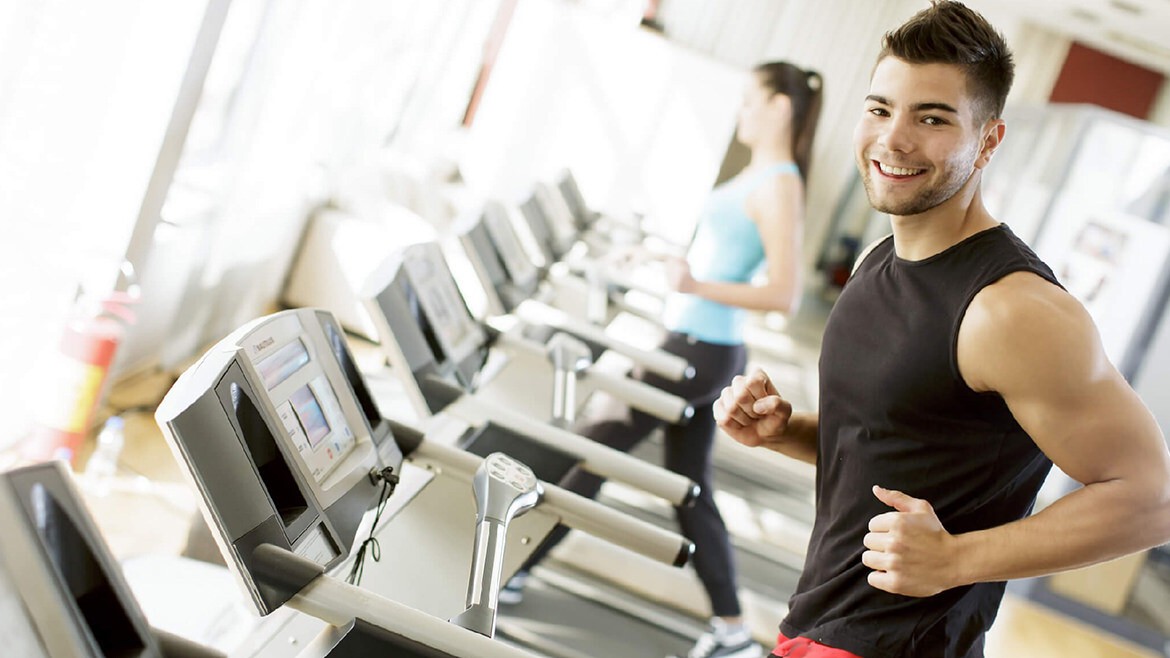 The 24 Hour Fitness Center has treadmills, weights, and more. homes